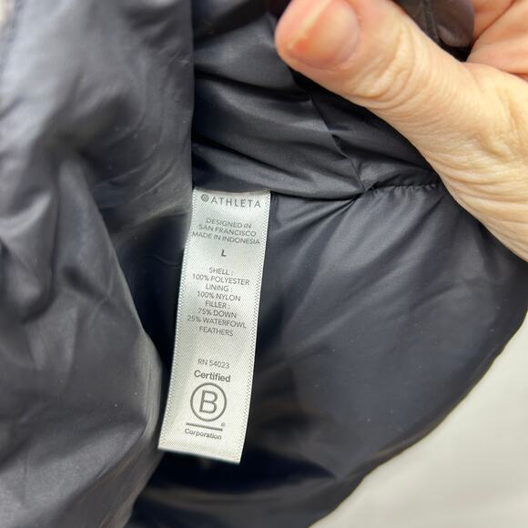 $229 Athleta Downtown Jacket Puffer Coat Large Flower Floral Winter Zip Up - Picture 8 of 8